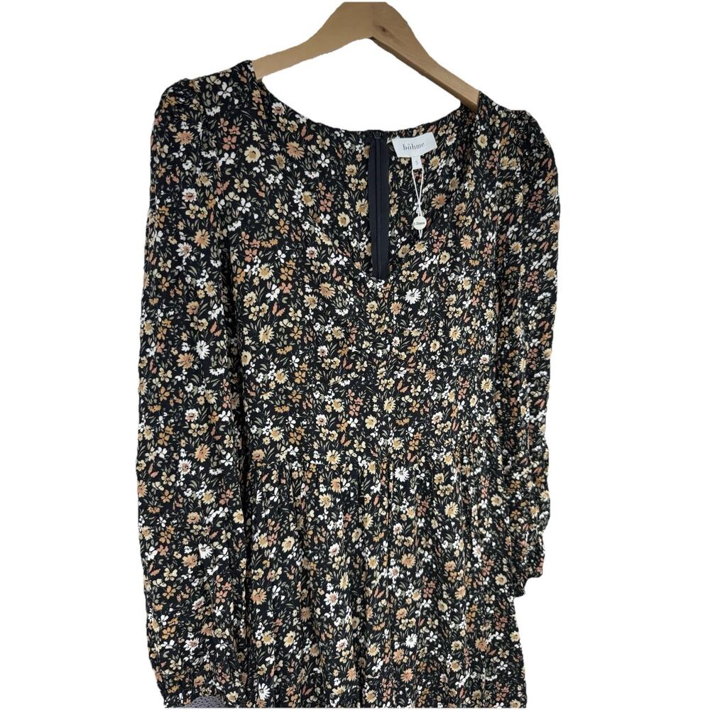 Bohme Dark Boho Floral Feminine Dainty Long Sleeve Maxi Dress Womens Small New - Picture 2 of 8